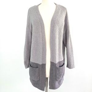 Thread & Supply grey fuzzy cloud wrap open cardigan sweater